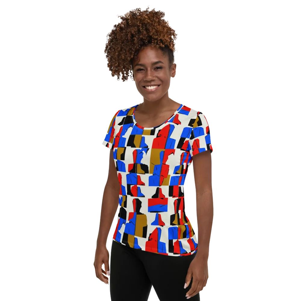 Primary Silhouettes on Women's Athletic T-Shirt — Left