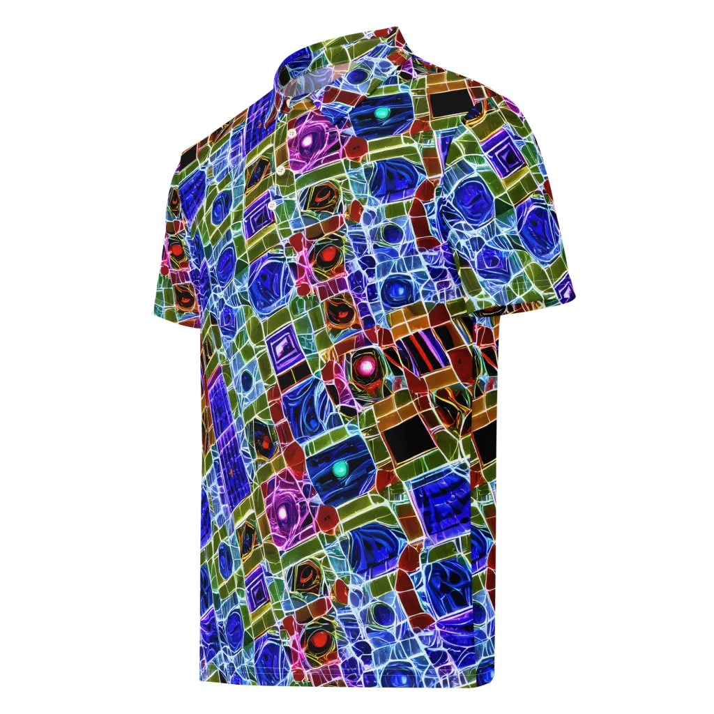 Neon Shardwork on Men's Slim Fit Polo Shirt — Left Front