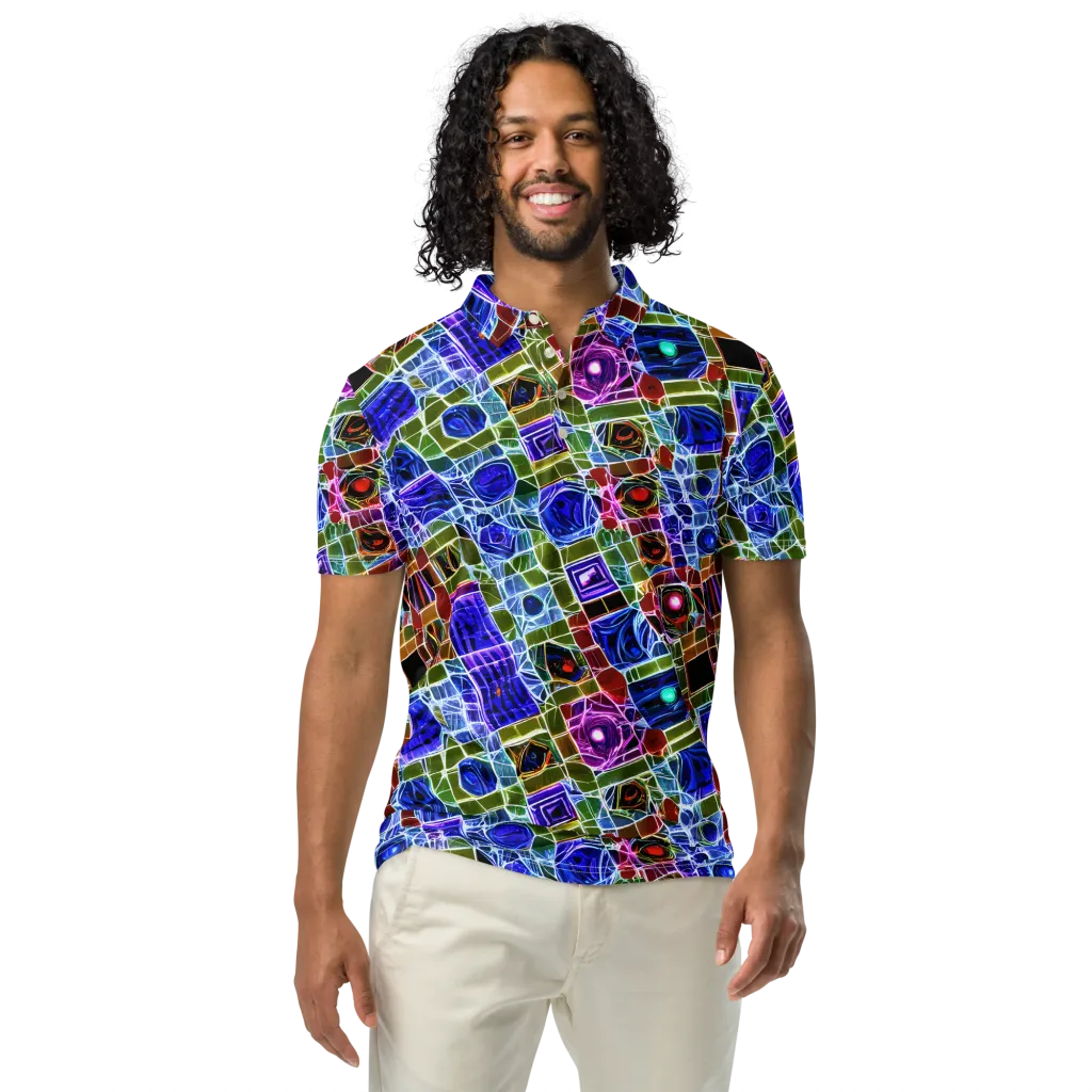 Neon Shardwork on Men's Slim Fit Polo Shirt — Front