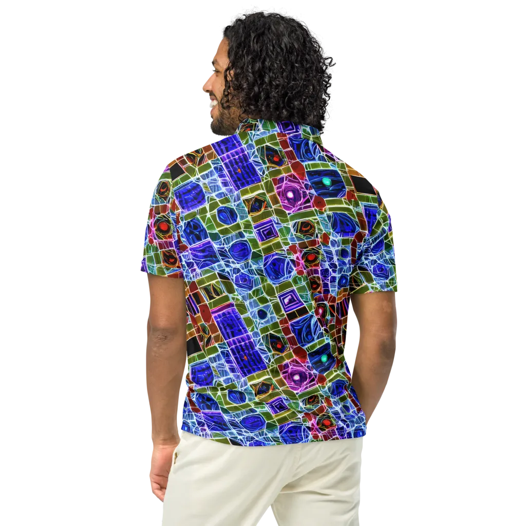 Neon Shardwork on Men's Slim Fit Polo Shirt — Back