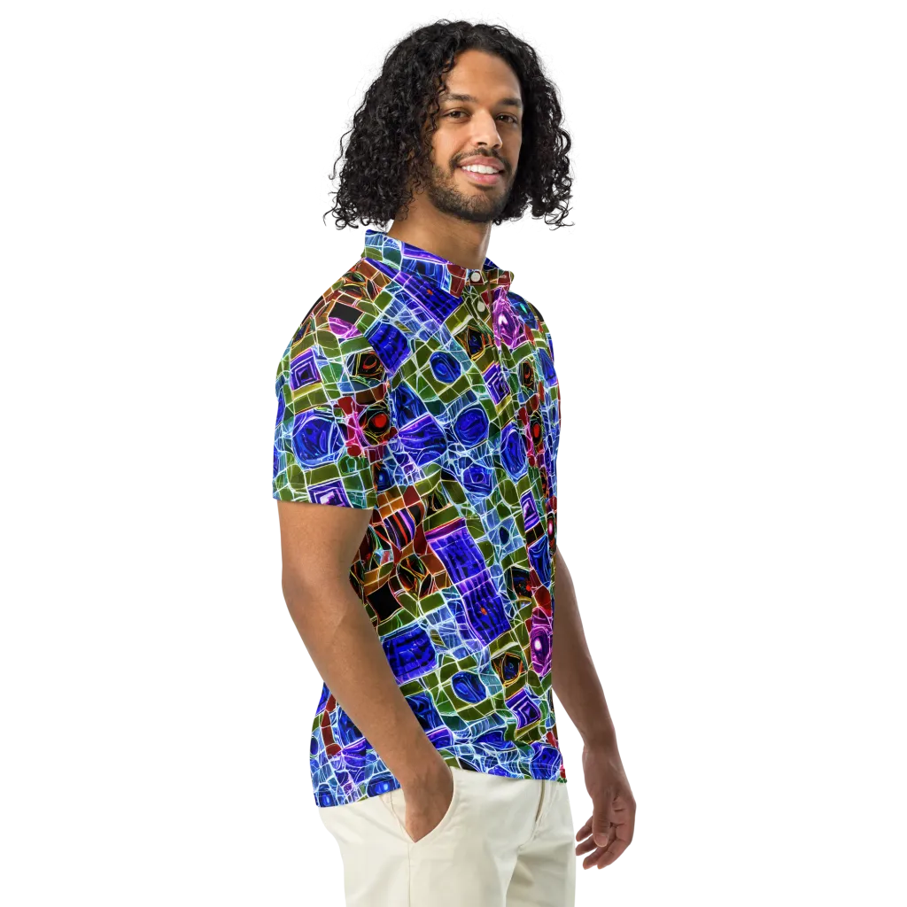 Neon Shardwork on Men's Slim Fit Polo Shirt — Right Front