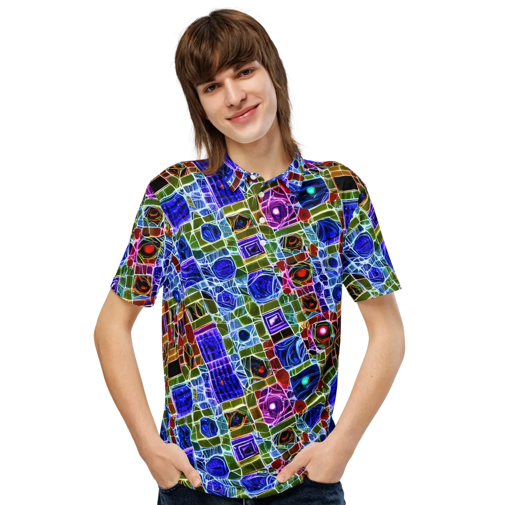 Neon Shardwork on Men's Slim Fit Polo Shirt — Front