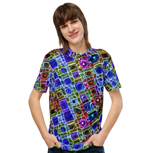 Neon Shardwork on a Men's Slim Fit Polo Shirt