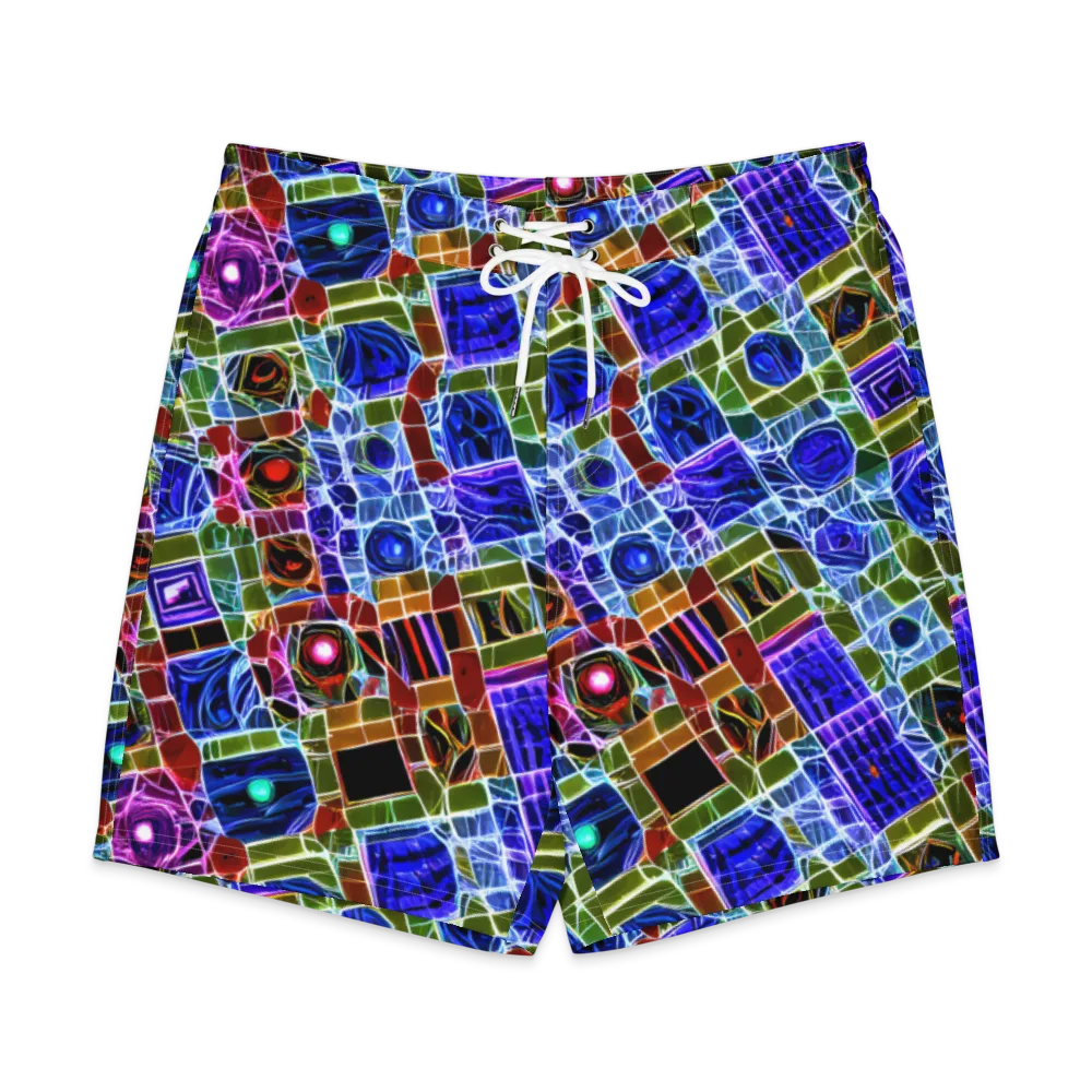 Neon Shardwork on Men's Board Shorts — Front