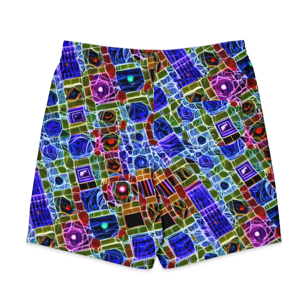 Neon Shardwork on Men's Board Shorts — Back