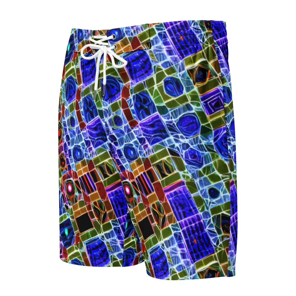 Neon Shardwork on Men's Board Shorts — Front