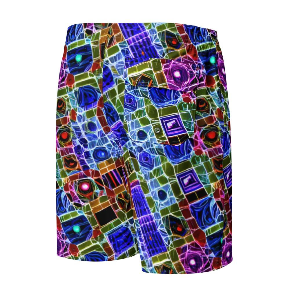 Neon Shardwork on Men's Board Shorts — Back