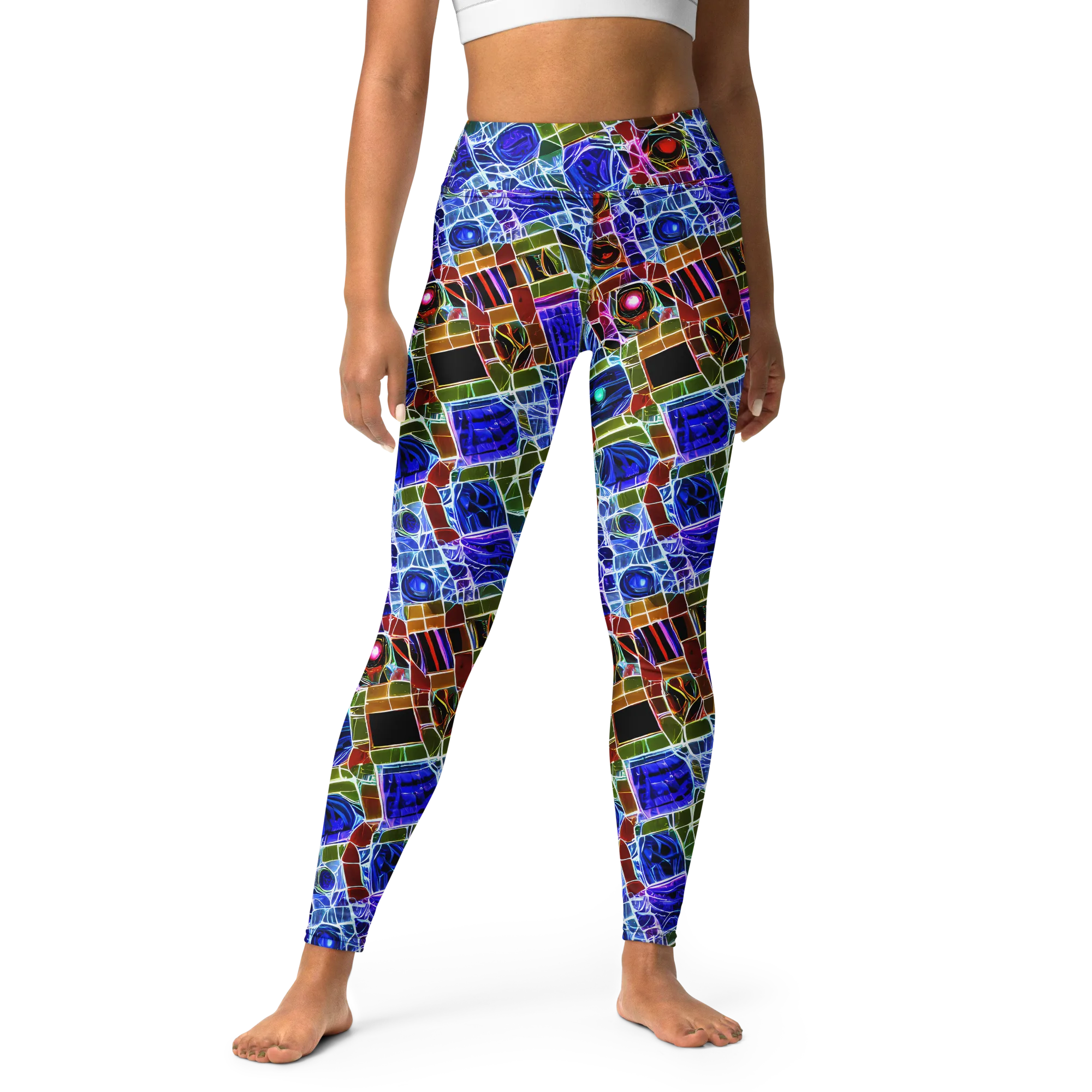 Neon Shardwork on Yoga Leggings — Front