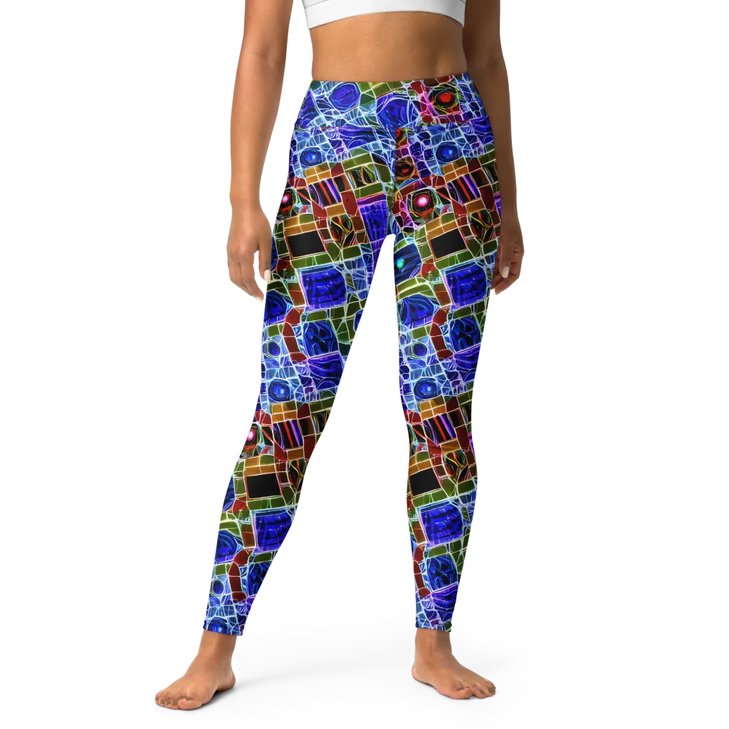 Neon Shardwork on Yoga Leggings — Front