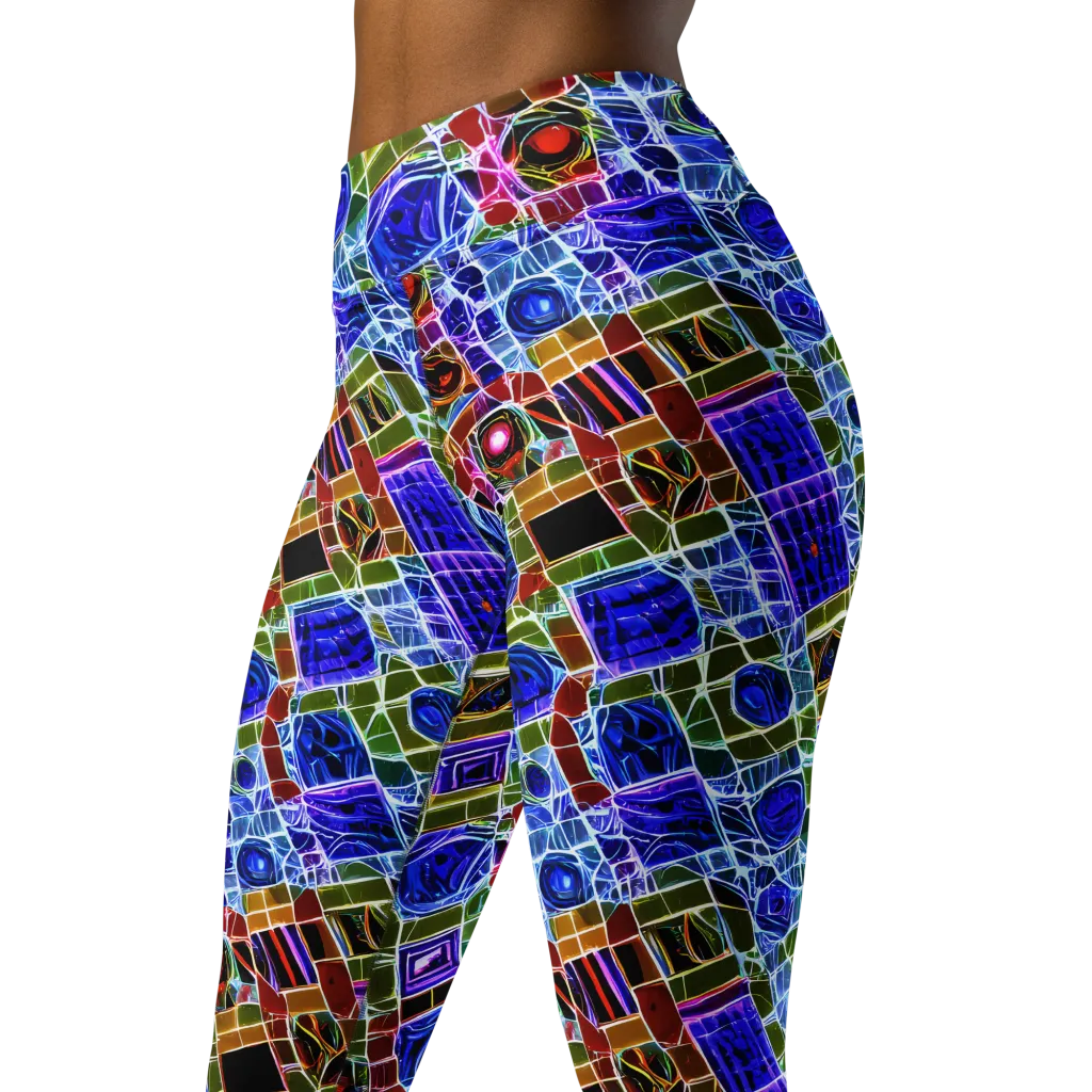 Neon Shardwork on Yoga Leggings — Left Front