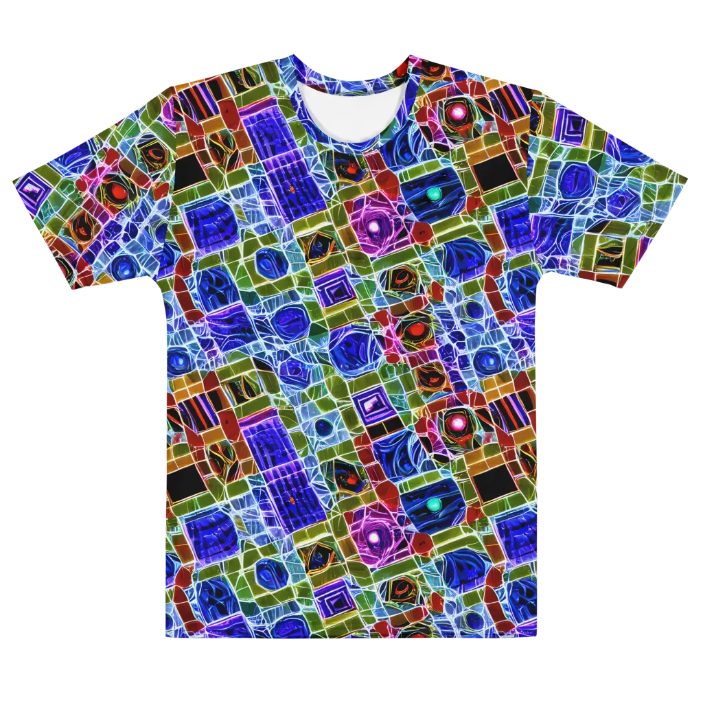 Neon Shardwork on Men's Cotton Crew Neck T-Shirt — Front