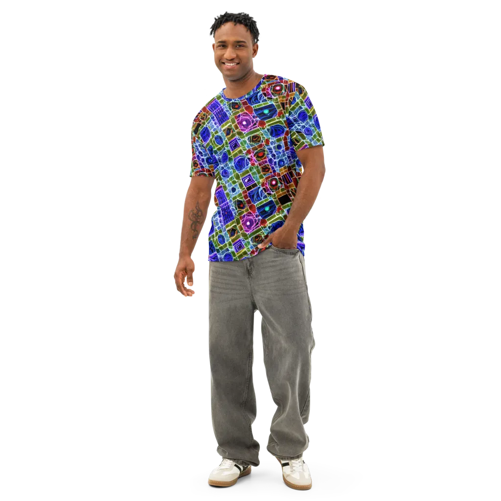 Neon Shardwork on Men's Cotton Crew Neck T-Shirt — Front