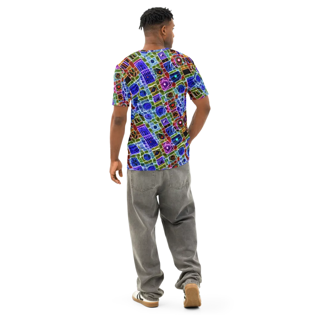 Neon Shardwork on Men's Cotton Crew Neck T-Shirt — Back