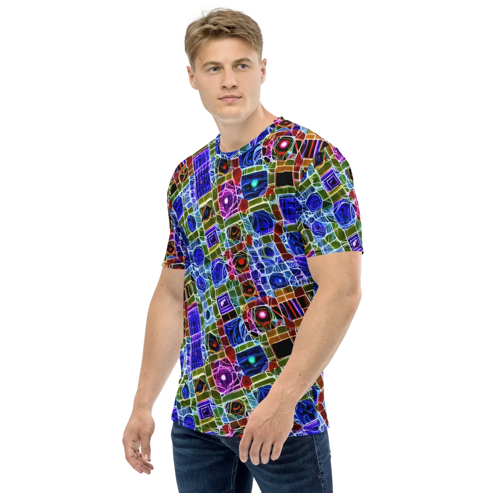 Neon Shardwork on Men's Crew Neck T-Shirt — Left