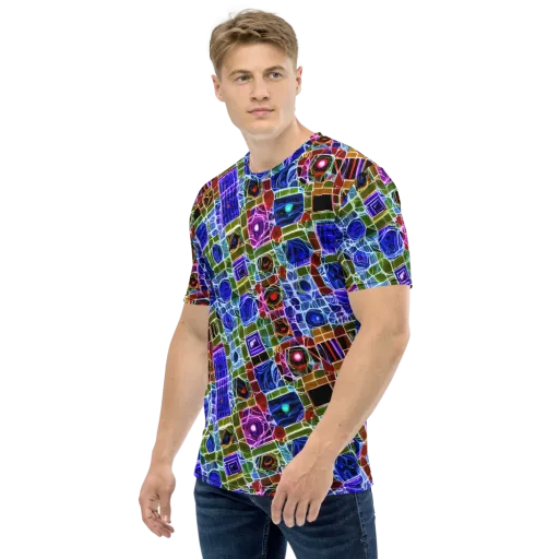 Neon Shardwork on a Men's Crew Neck T-Shirt