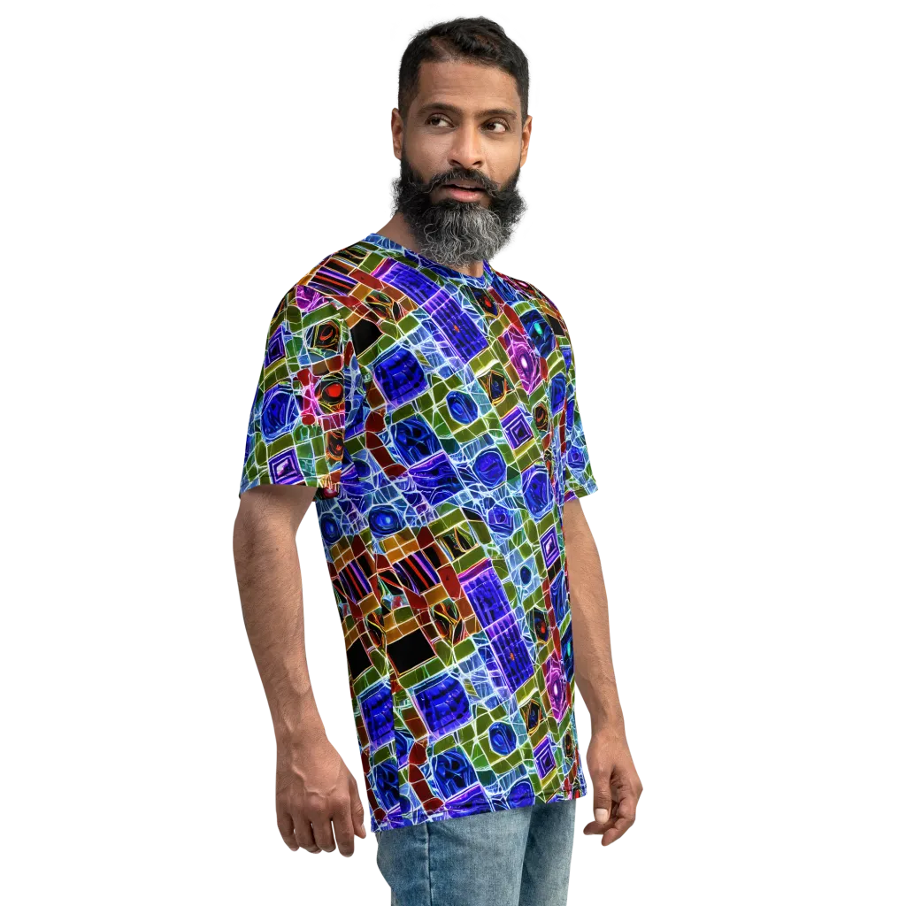 Neon Shardwork on Men's Crew Neck T-Shirt — Right