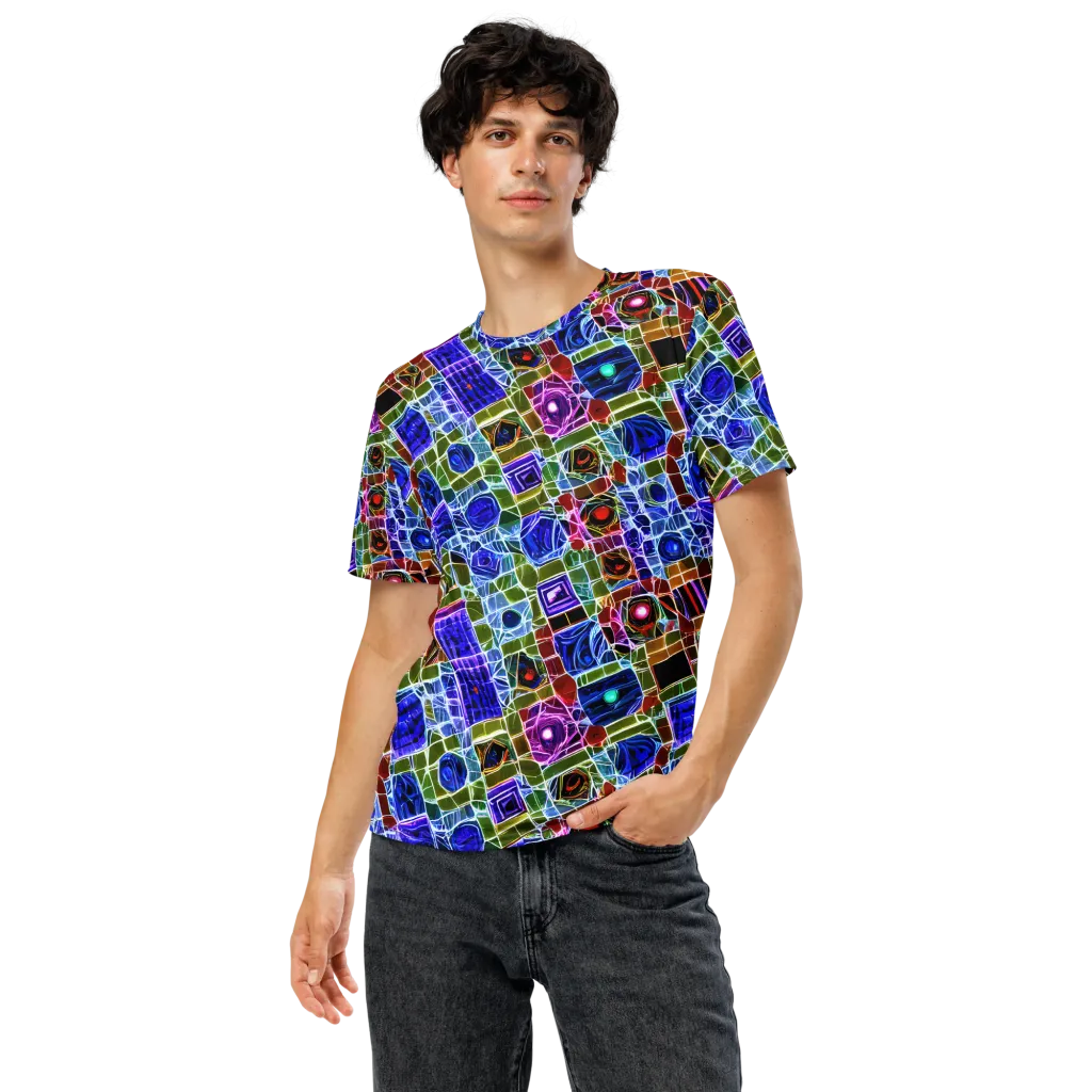 Neon Shardwork on Men's Crew Neck T-Shirt — Front