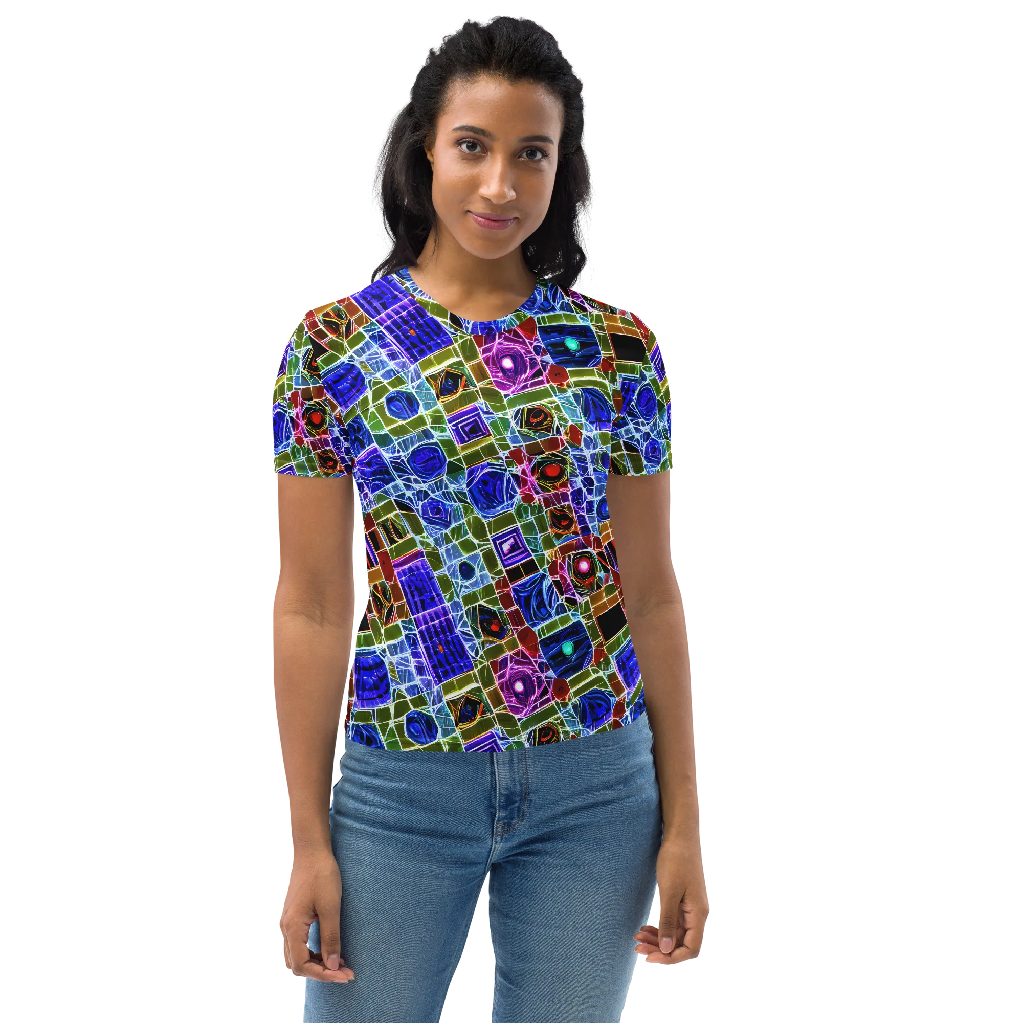 Neon Shardwork on Women's Crew Neck T-Shirt — Front