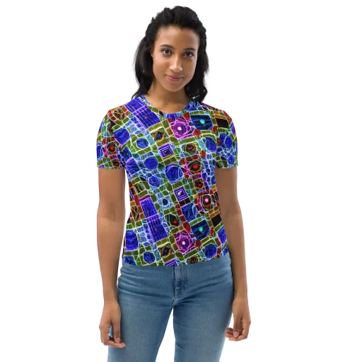 Neon Shardwork on a Women's Crew Neck T-Shirt