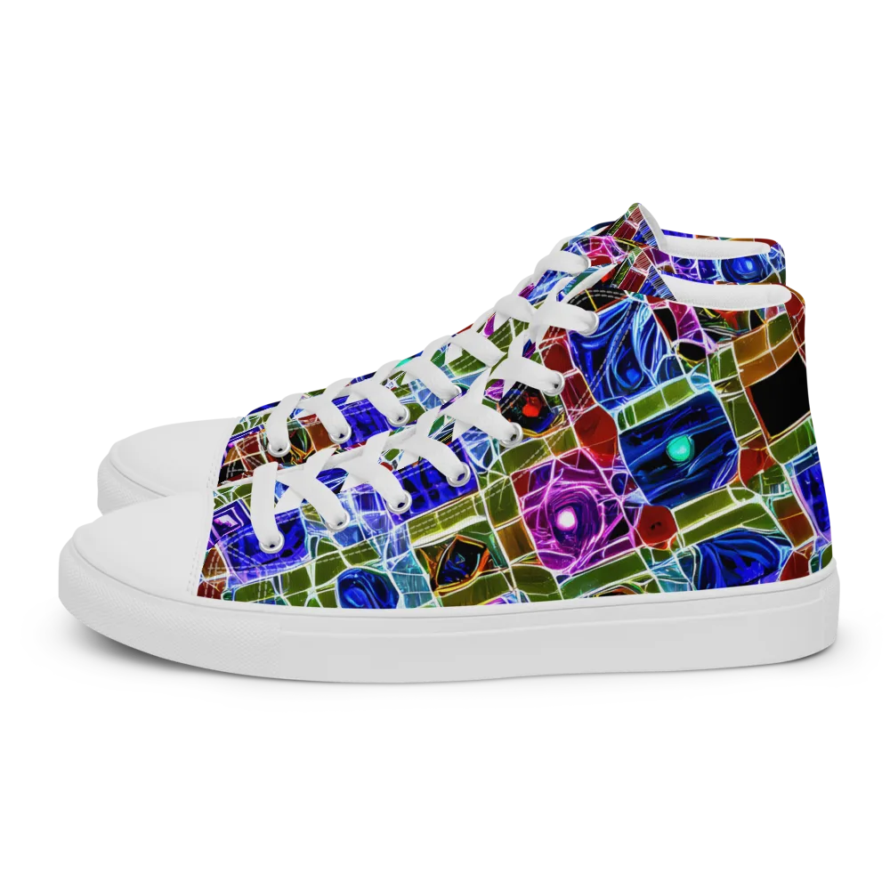 Neon Shardwork on Women's High Top Canvas Shoes — Left