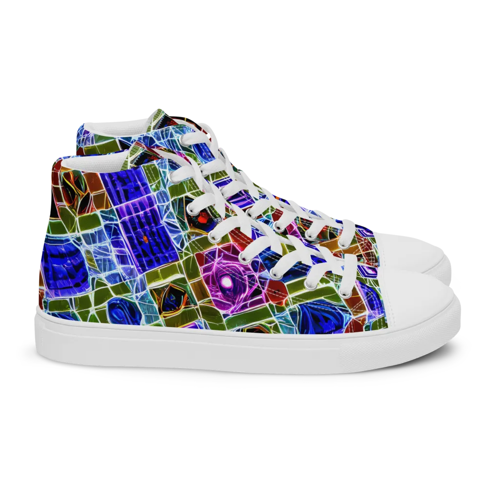 Neon Shardwork on Women's High Top Canvas Shoes — Right