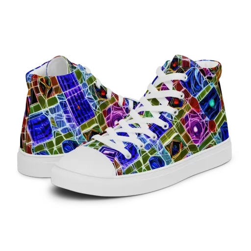 Neon Shardwork on a Women's High Top Canvas Shoes