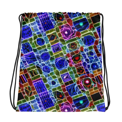 Neon Shardwork on a Drawstring Bag