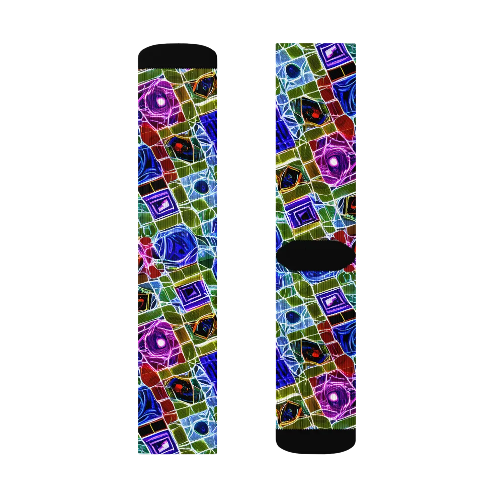 Neon Shardwork on Socks — Right Sock