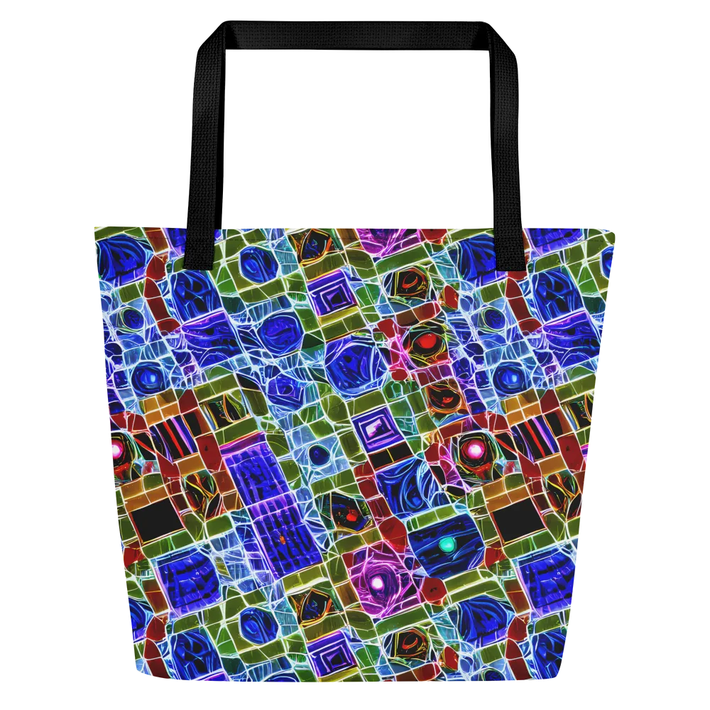 Neon Shardwork on Large Tote Bag W/ Pocket — Front