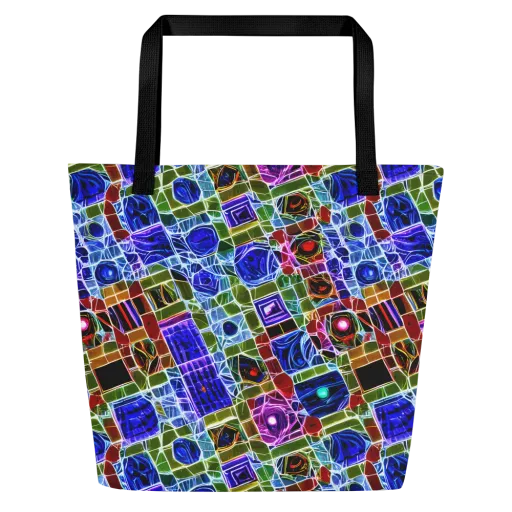 Neon Shardwork on a Large Tote Bag W/ Pocket