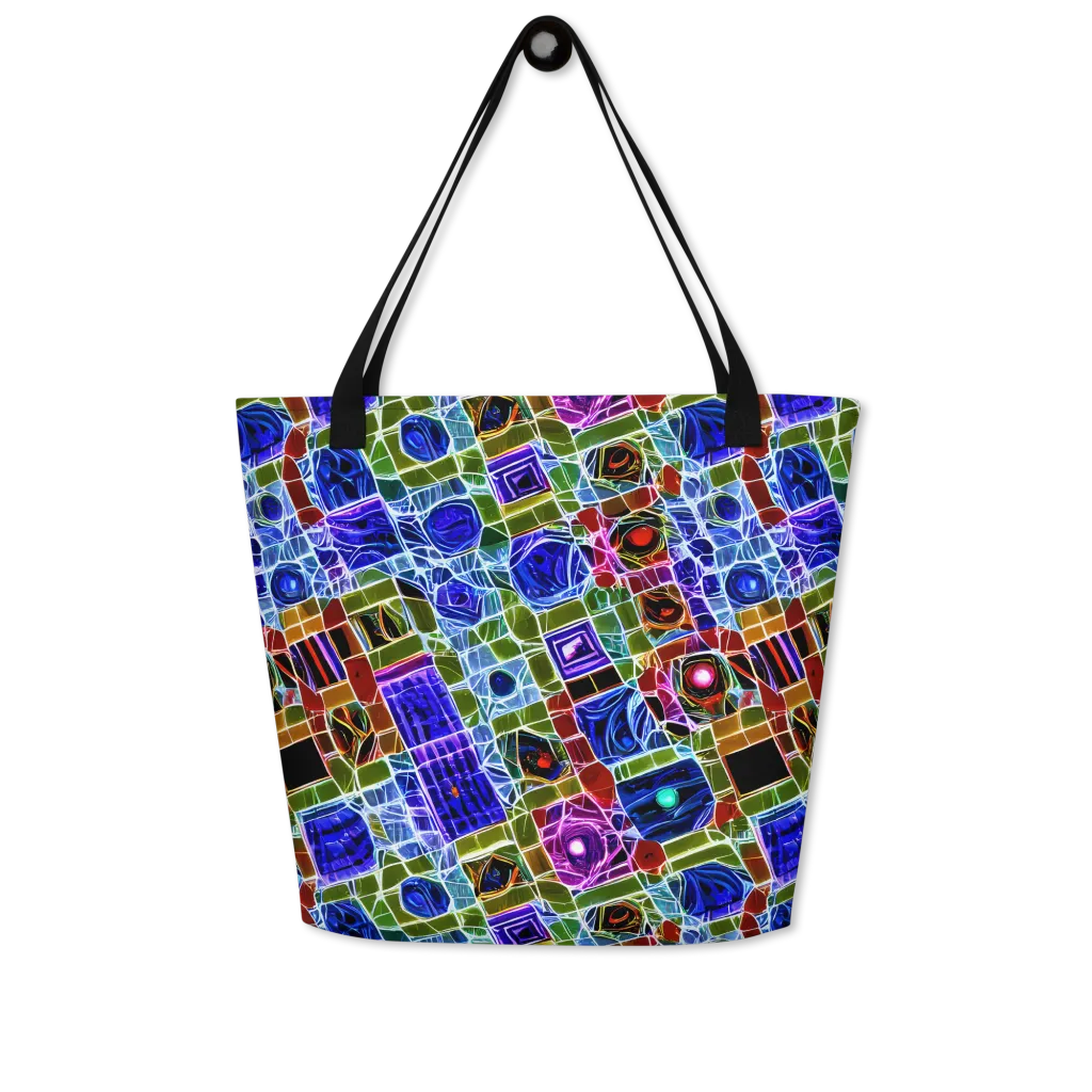 Neon Shardwork on Large Tote Bag W/ Pocket — Front
