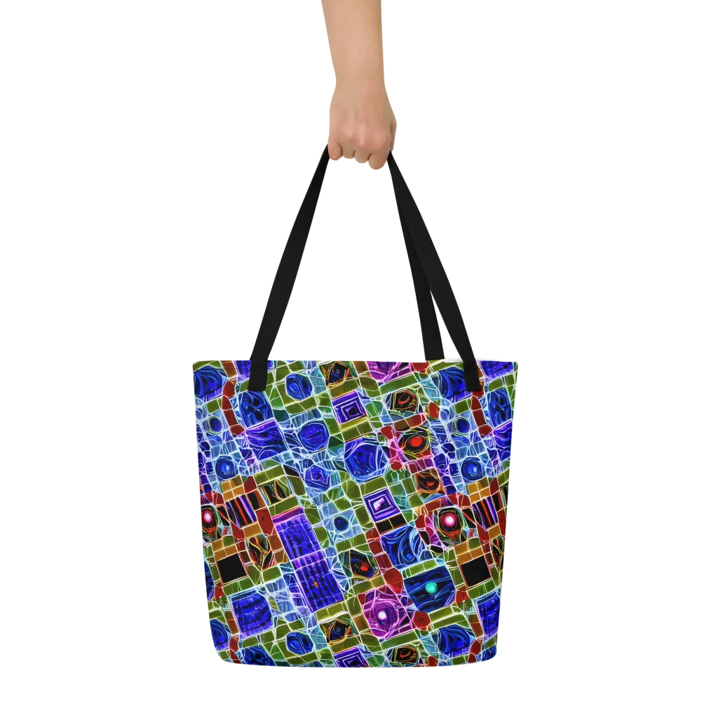 Neon Shardwork on Large Tote Bag W/ Pocket — Front