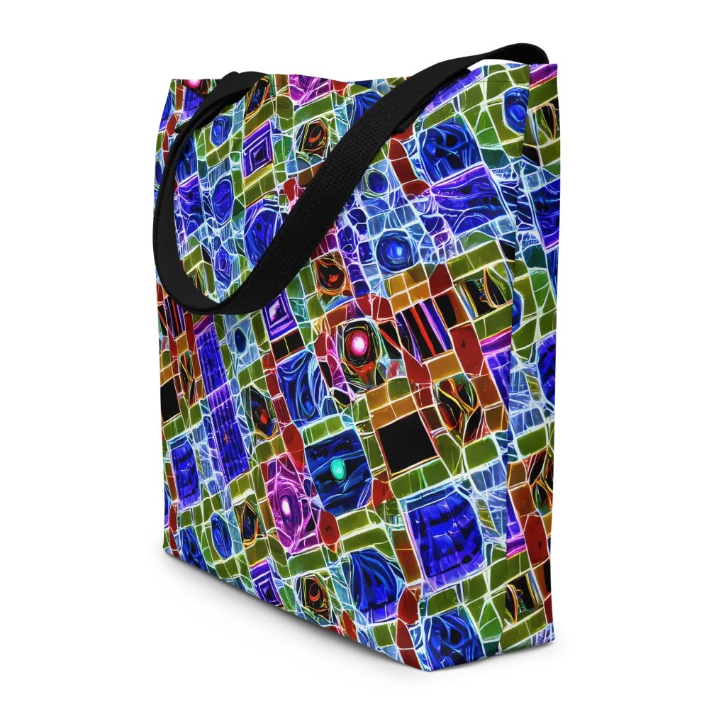 Neon Shardwork on Large Tote Bag W/ Pocket — Front