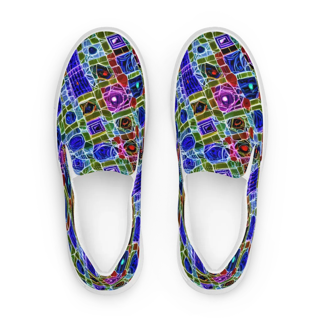 Neon Shardwork on Women's Slip-On Canvas Shoes — Front