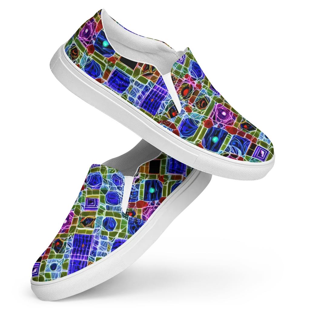 Neon Shardwork on Women's Slip-On Canvas Shoes — Front