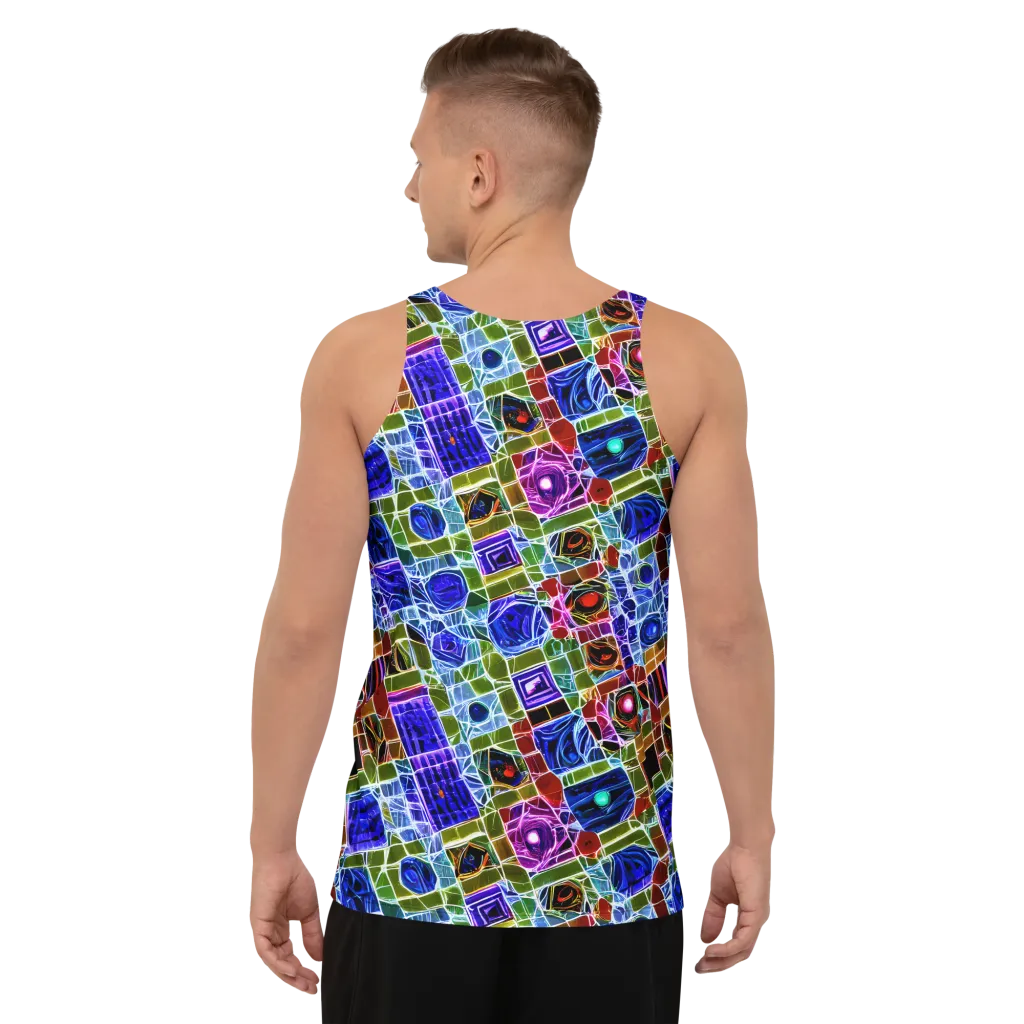 Neon Shardwork on Men's Tank Top — Back