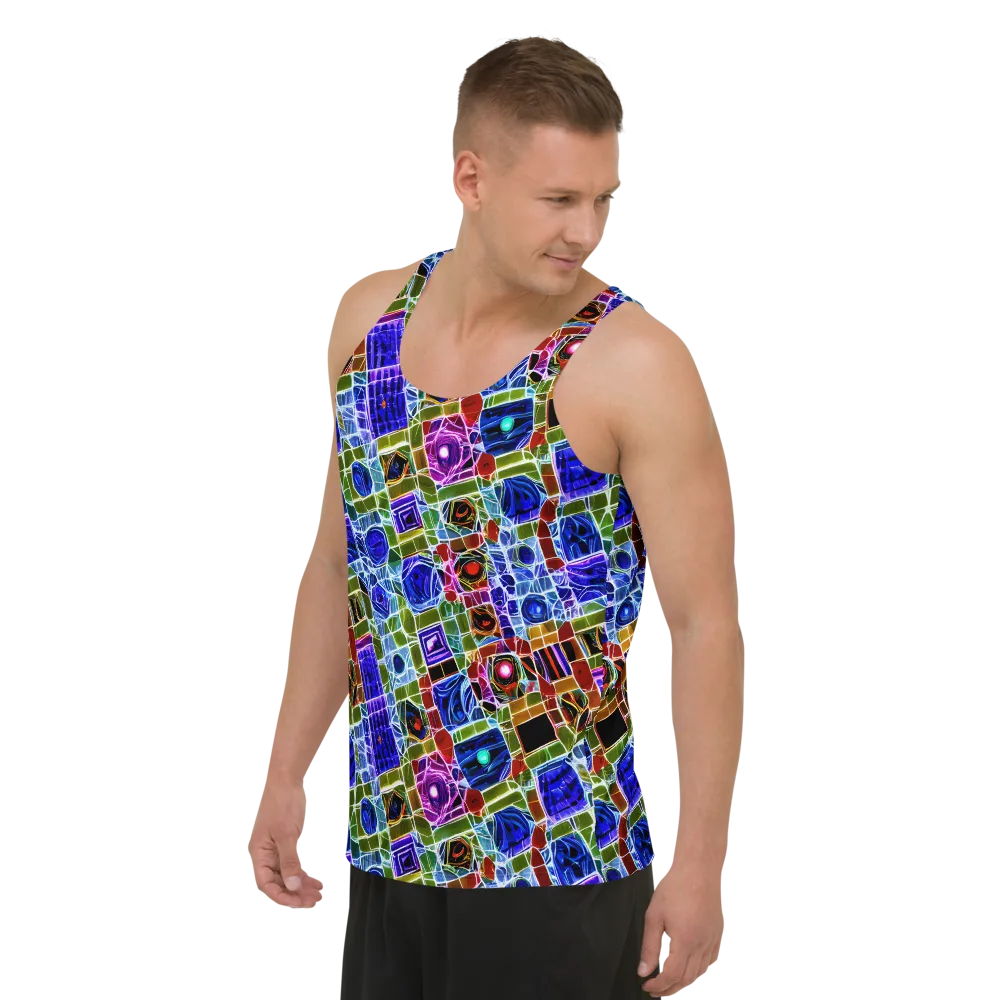 Neon Shardwork on Men's Tank Top — Left Front