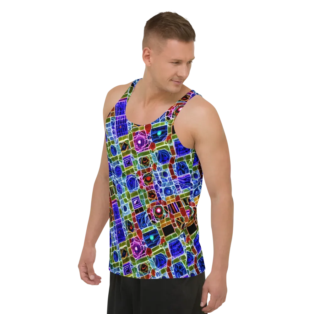Neon Shardwork on Men's Tank Top — Left Front