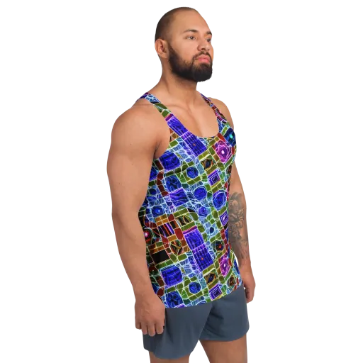Neon Shardwork on a Men's Tank Top