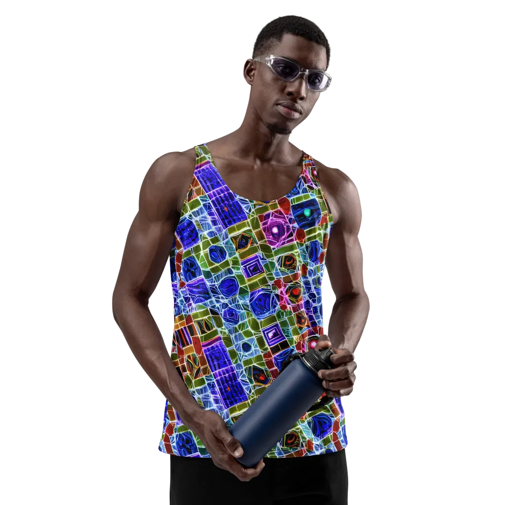 Neon Shardwork on Men's Tank Top — Front