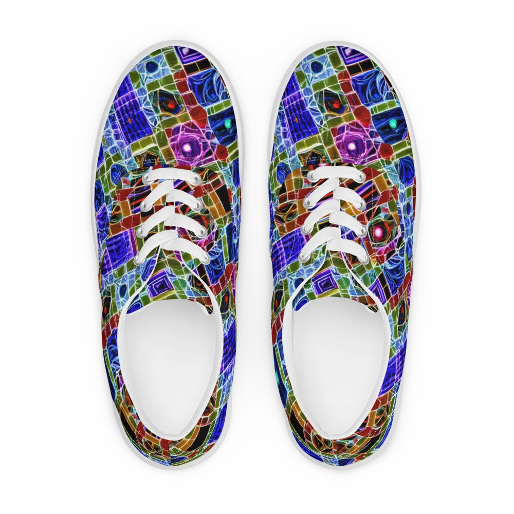 Neon Shardwork on Men's Lace-Up Canvas Shoes — Front