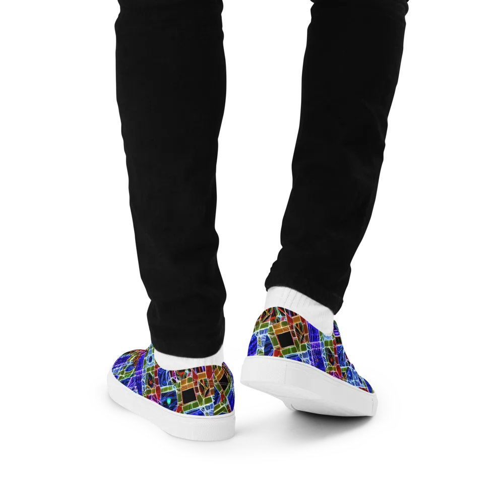 Neon Shardwork on Men's Lace-Up Canvas Shoes — Back