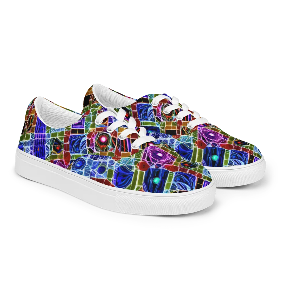 Neon Shardwork on Men's Lace-Up Canvas Shoes — Right Front