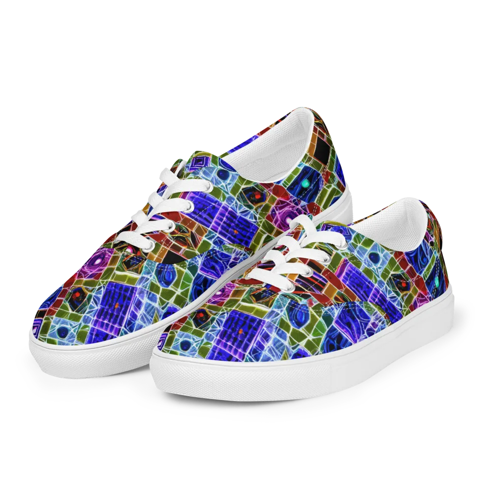 Neon Shardwork on Men's Lace-Up Canvas Shoes — Left Front