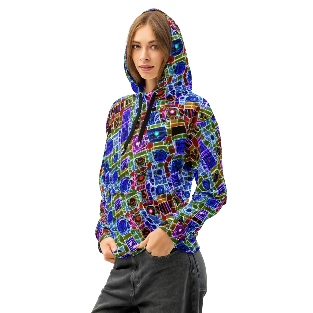 Neon Shardwork on Cotton Hoodie — Left Front