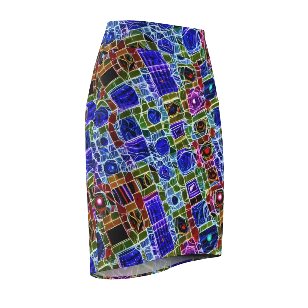 Neon Shardwork on Pencil Skirt — Front Side
