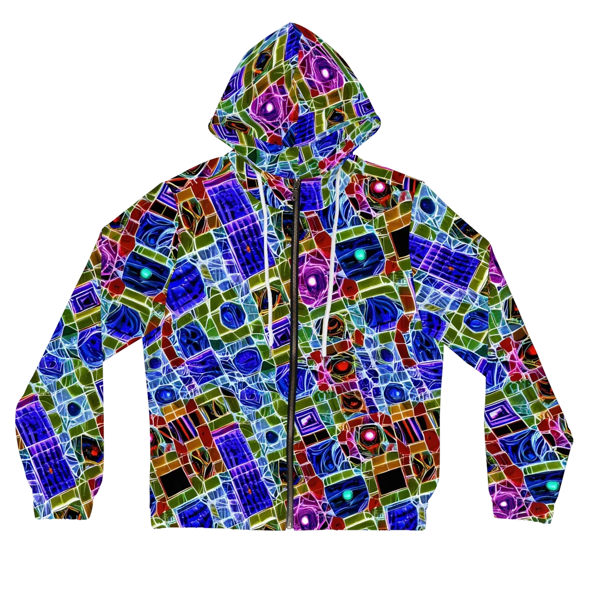 Neon Shardwork on Women's Full-Zip Hoodie — Front
