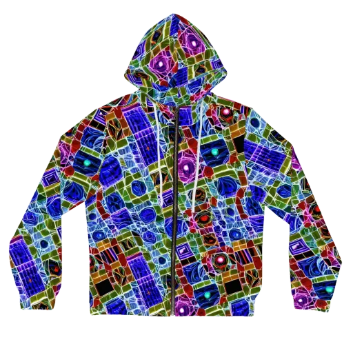 Neon Shardwork on a Women's Full-Zip Hoodie