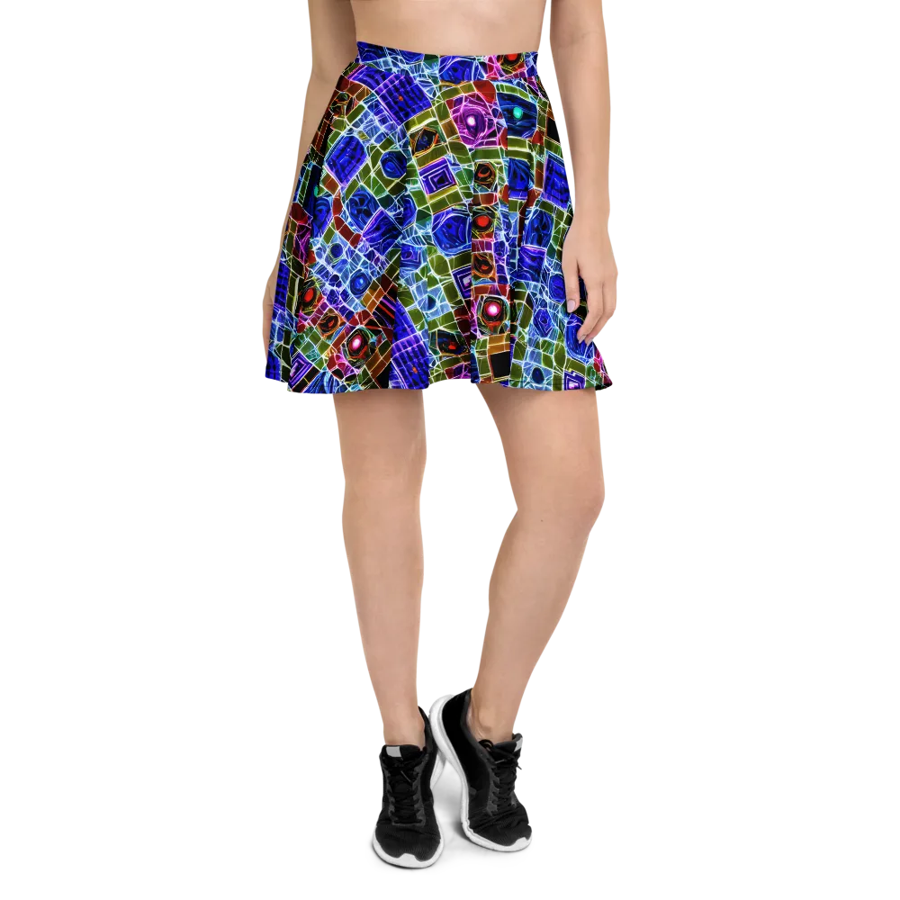 Neon Shardwork on Skater Skirt — Front