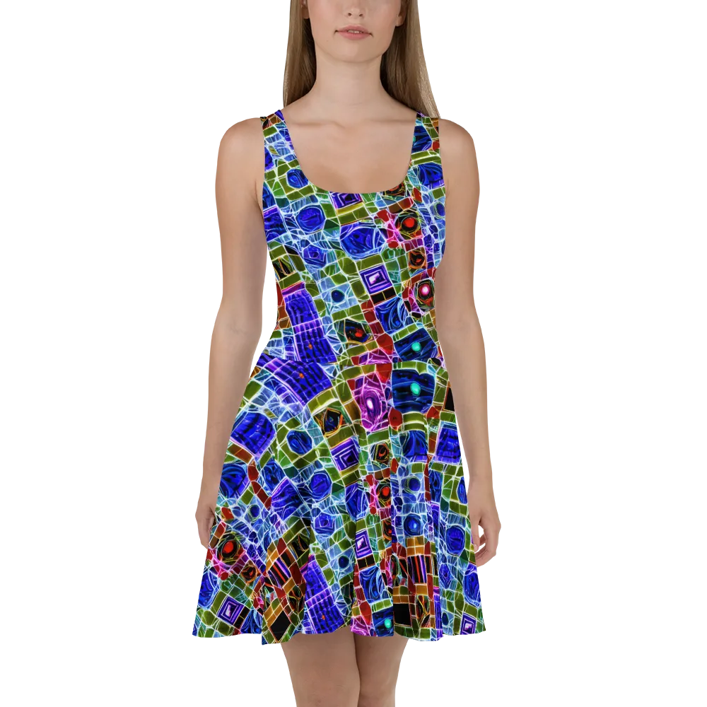 Neon Shardwork on Skater Dress — Front
